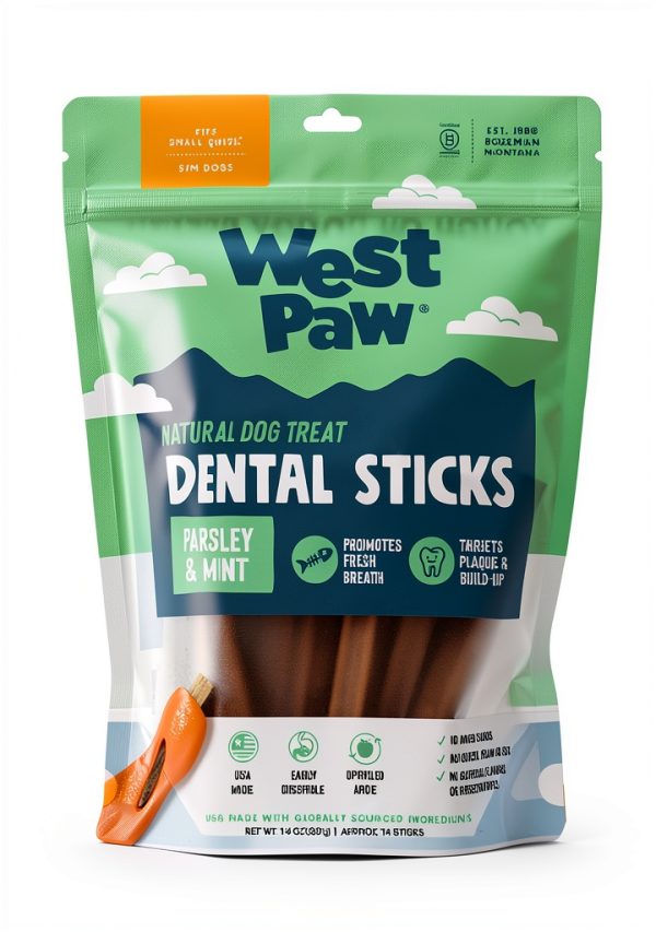 West Paw Dental Stick Dog Chew Parsley Mint Small Size-3