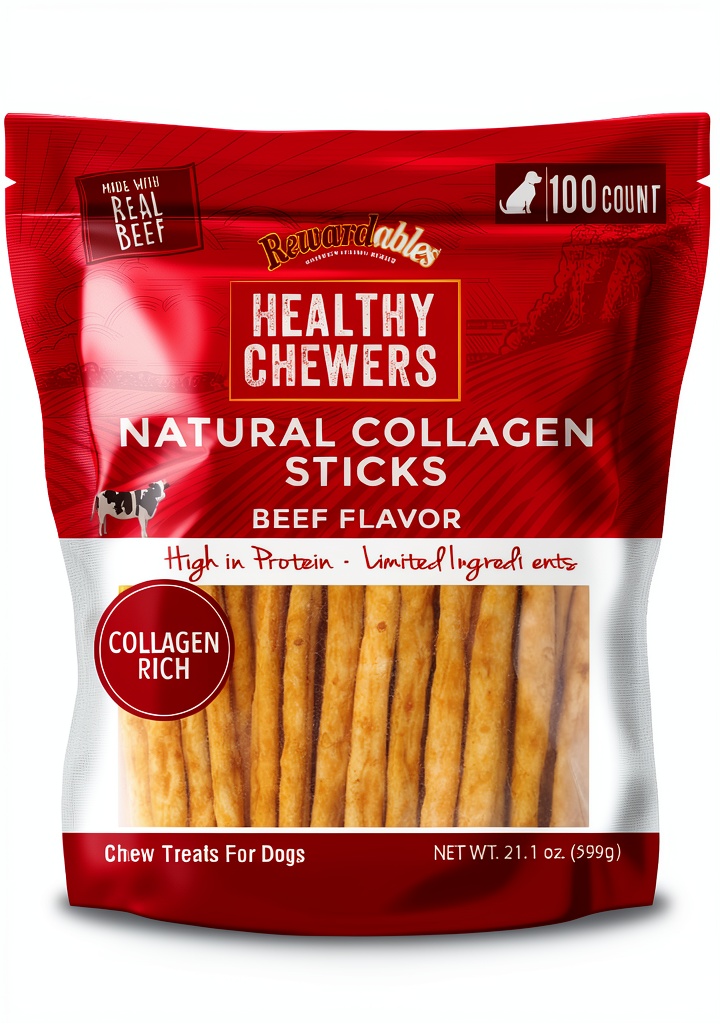 'Rewardables Healthy Chewers dog dental sticks with beef coating'