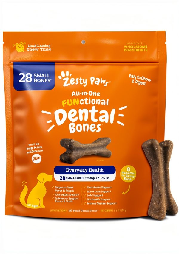 Zesty Paws Dental Bones for Dogs Teeth Cleaning Fresh Breath-0