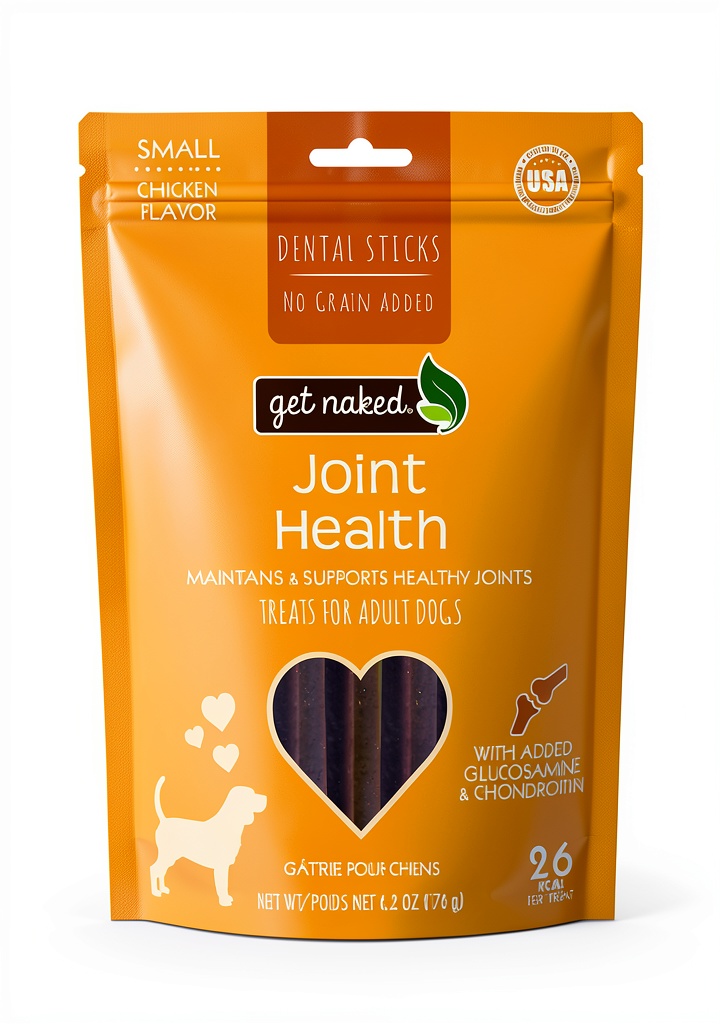 N-Bone Dog Dental Sticks in packaging with a dog chewing